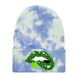 Clover Lips St.Patrick's Day Tie Dye 12in Knit Beanie