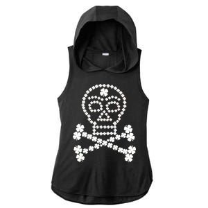 Clover Skull Crossbones St. Patricks Day Ladies PosiCharge Tri-Blend Wicking Draft Hoodie Tank