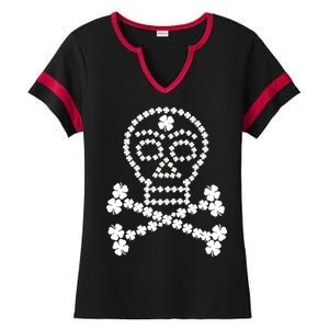 Clover Skull Crossbones St. Patricks Day Ladies Halftime Notch Neck Tee