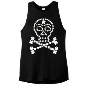 Clover Skull Crossbones St. Patricks Day Ladies PosiCharge Tri-Blend Wicking Tank