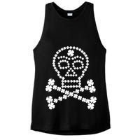 Clover Skull Crossbones St. Patricks Day Ladies PosiCharge Tri-Blend Wicking Tank