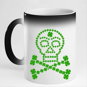 Clover Skull Crossbones St. Patricks Day 11oz Black Color Changing Mug