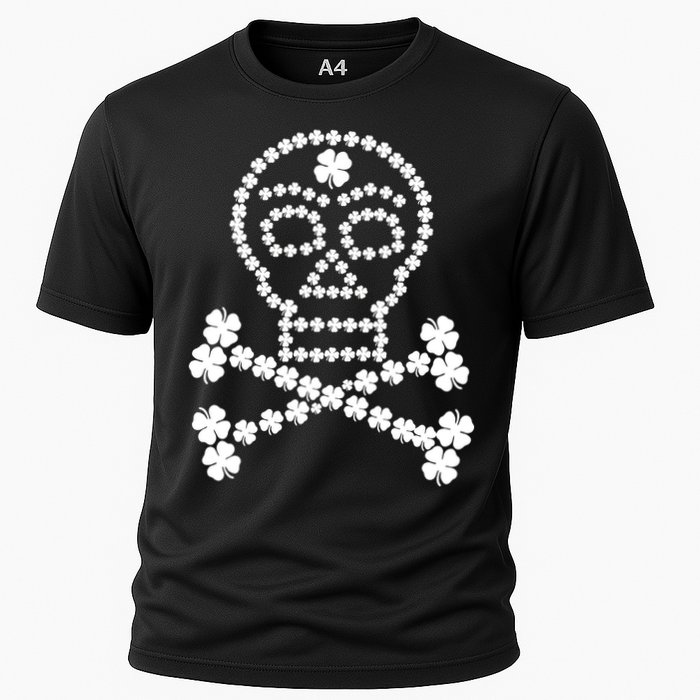 Clover Skull Crossbones St. Patricks Day Cooling Performance Crew T-Shirt