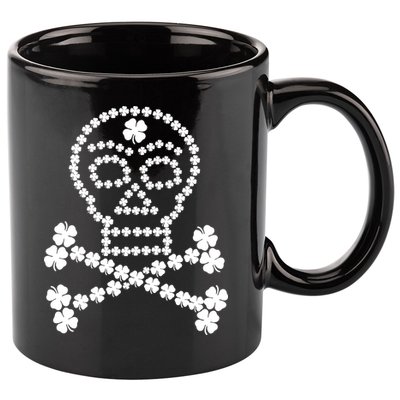 Clover Skull Crossbones St. Patricks Day 11oz C Handle Ceramic Mug