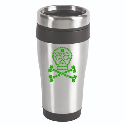 Clover Skull Crossbones St. Patricks Day 16oz Travel Tumbler