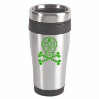 Clover Skull Crossbones St. Patricks Day 16oz Travel Tumbler