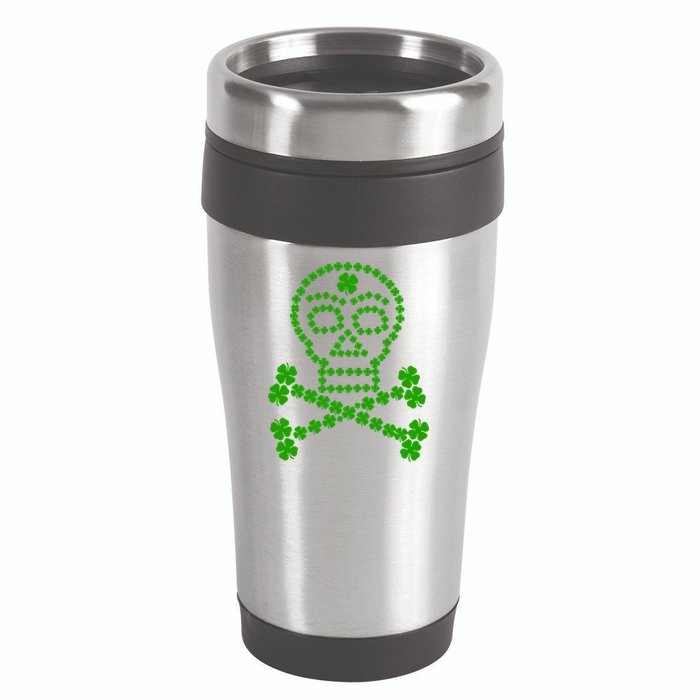 Clover Skull Crossbones St. Patricks Day 16oz Travel Tumbler