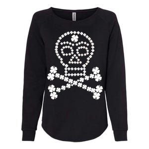 Clover Skull Crossbones St. Patricks Day Womens California Wash Sweatshirt