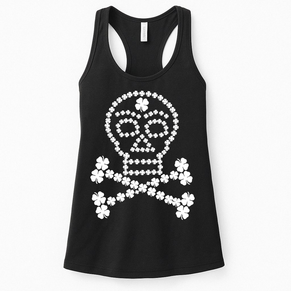 Clover Skull Crossbones St. Patricks Day Womens Tank Top