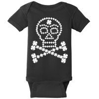 Clover Skull Crossbones St. Patricks Day Baby Bodysuit