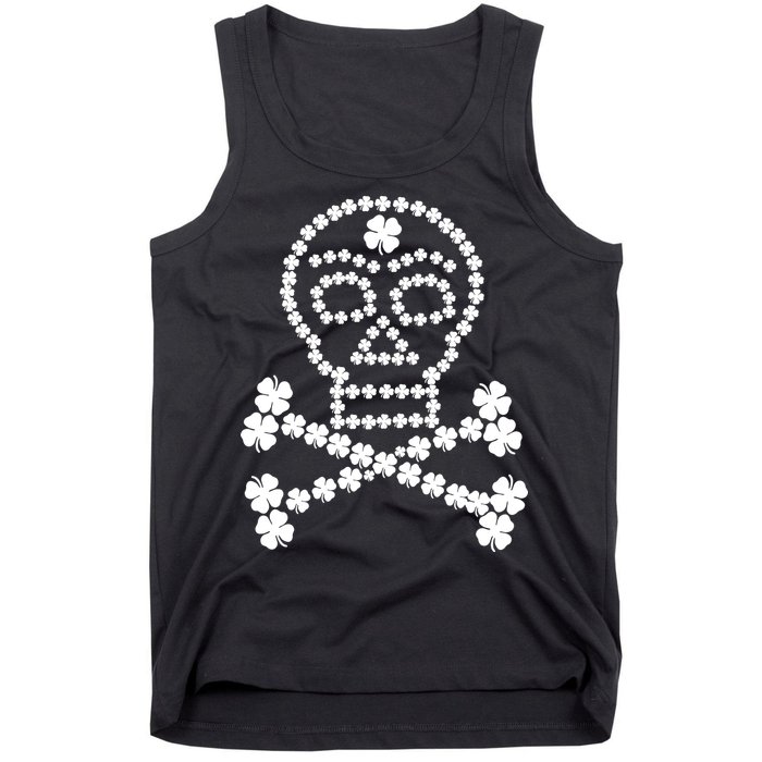 Clover Skull Crossbones St. Patricks Day Tank Top