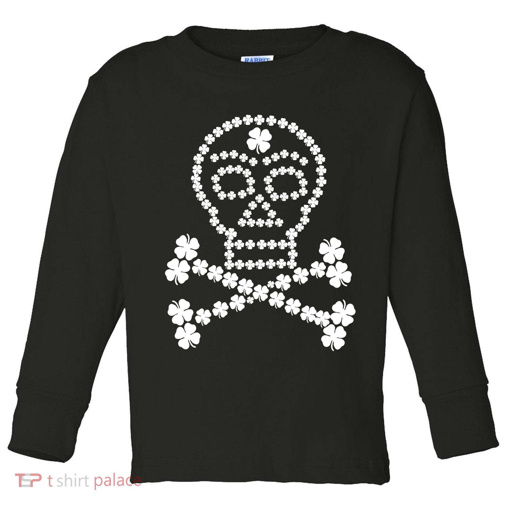 Clover Skull Crossbones St. Patricks Day Toddler Long Sleeve Shirt