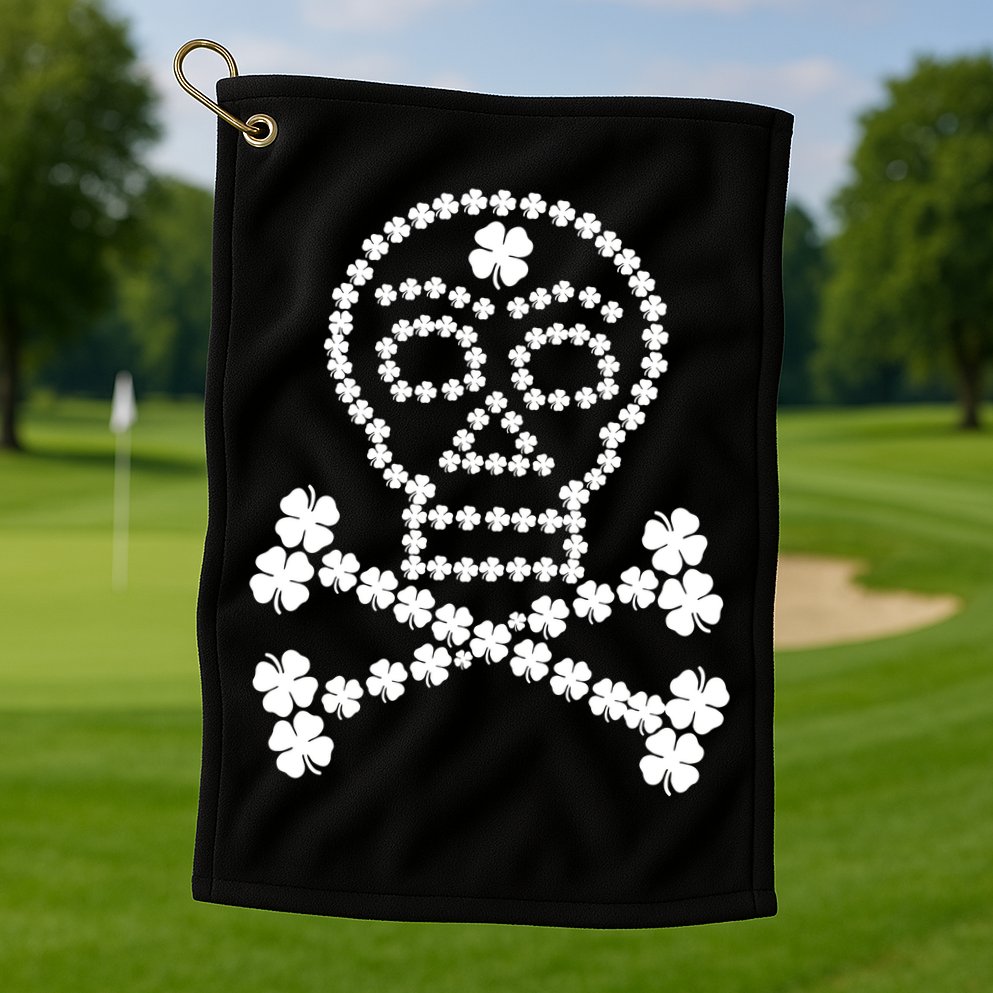 Clover Skull Crossbones St. Patricks Day Golf Towel