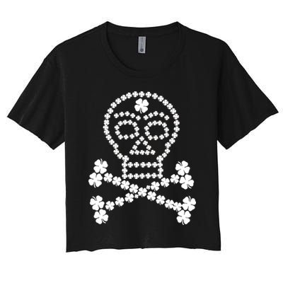 Clover Skull Crossbones St. Patricks Day Crop Top