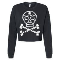 Clover Skull Crossbones St. Patricks Day Cropped Pullover Crew