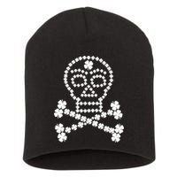 Clover Skull Crossbones St. Patricks Day Short Acrylic Beanie