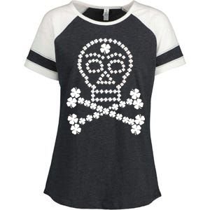 Clover Skull Crossbones St. Patricks Day Enza Ladies Jersey Colorblock Tee