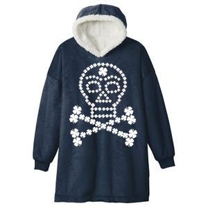 Clover Skull Crossbones St. Patricks Day Hooded Wearable Blanket