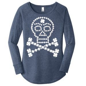 Clover Skull Crossbones St. Patricks Day Women's Perfect Tri Tunic Long Sleeve Shirt