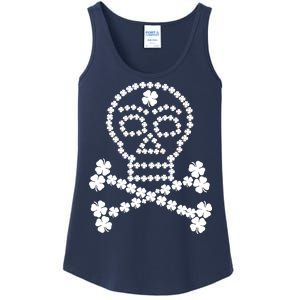 Clover Skull Crossbones St. Patricks Day Ladies Essential Tank