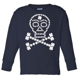 Clover Skull Crossbones St. Patricks Day Toddler Long Sleeve Shirt