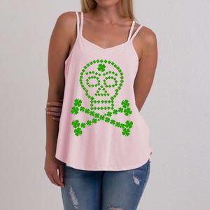 Clover Skull Crossbones St. Patricks Day Women's Strappy Tank