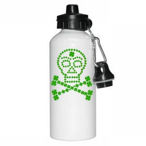 Clover Skull Crossbones St. Patricks Day Aluminum Water Bottle