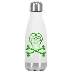 Clover Skull Crossbones St. Patricks Day Stainless Steel Insulated Water Bottle