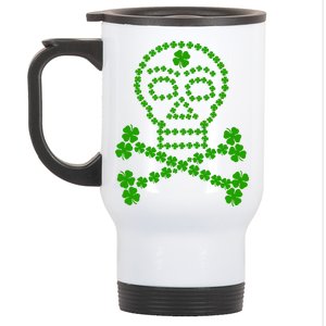 Clover Skull Crossbones St. Patricks Day Stainless Steel Travel Mug