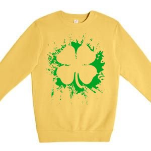 Cloverleaf Trace Splatter St. Patrick's Day Premium Crewneck Sweatshirt