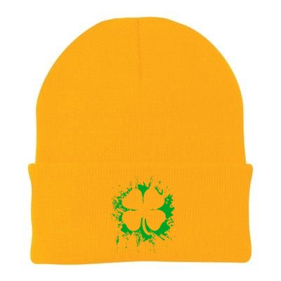 Cloverleaf Trace Splatter St. Patrick's Day Knit Cap Winter Beanie