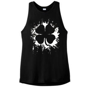 Cloverleaf Trace Splatter St. Patrick's Day Ladies PosiCharge Tri-Blend Wicking Tank