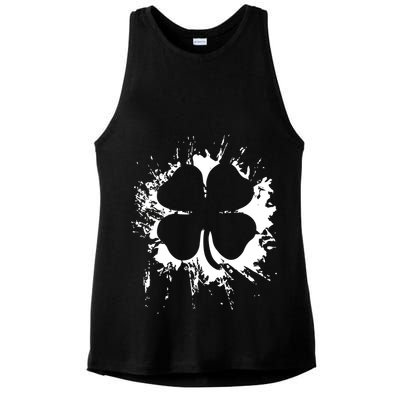 Cloverleaf Trace Splatter St. Patrick's Day Ladies PosiCharge Tri-Blend Wicking Tank