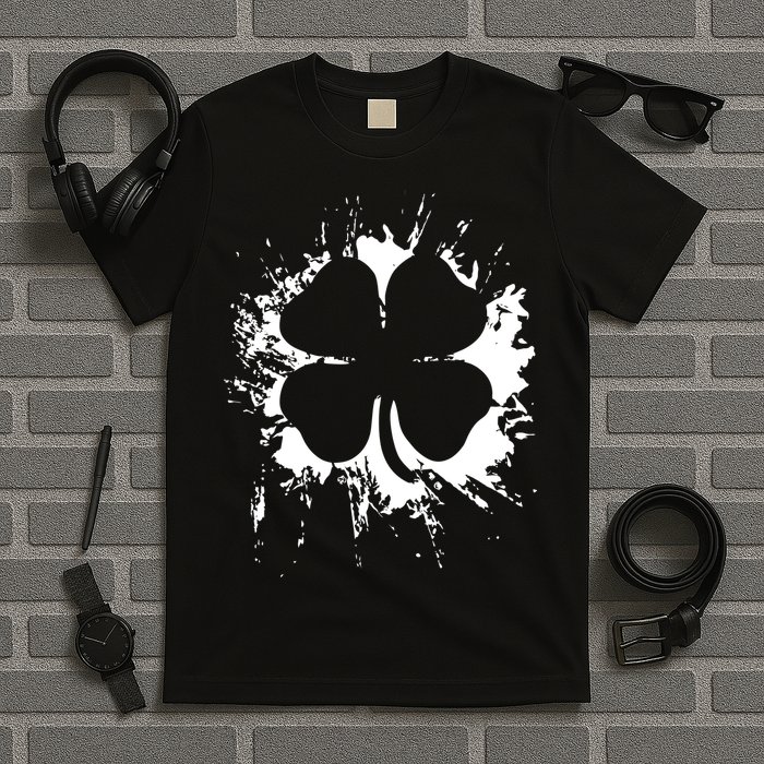 Cloverleaf Trace Splatter St. Patrick's Day T-Shirt