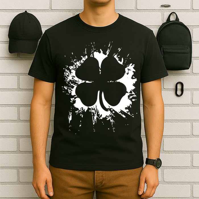 Cloverleaf Trace Splatter St. Patrick's Day T-Shirt