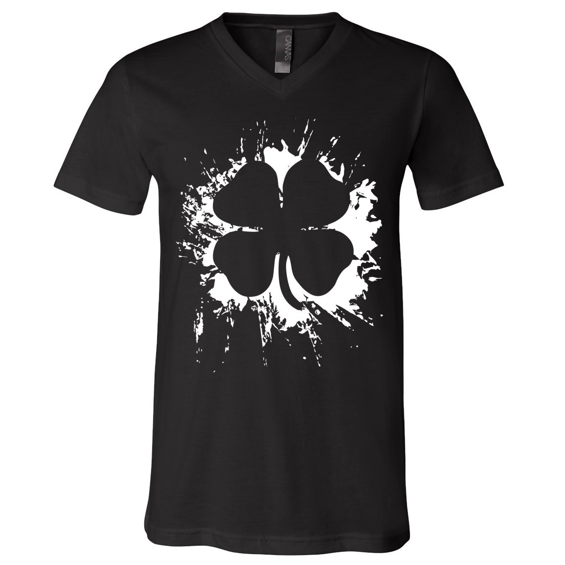 Cloverleaf Trace Splatter St. Patrick's Day V-Neck T-Shirt