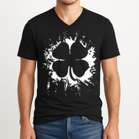 Cloverleaf Trace Splatter St. Patrick's Day V-Neck T-Shirt
