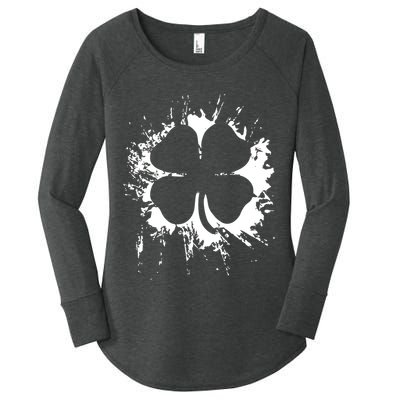Cloverleaf Trace Splatter St. Patrick's Day Women's Perfect Tri Tunic Long Sleeve Shirt