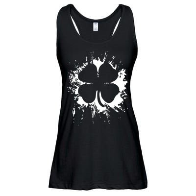 Cloverleaf Trace Splatter St. Patrick's Day Ladies Essential Flowy Tank