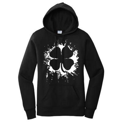 Cloverleaf Trace Splatter St. Patrick's Day Women's Pullover Hoodie