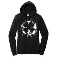 Cloverleaf Trace Splatter St. Patrick's Day Women's Pullover Hoodie