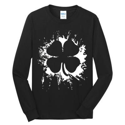 Cloverleaf Trace Splatter St. Patrick's Day Tall Long Sleeve T-Shirt
