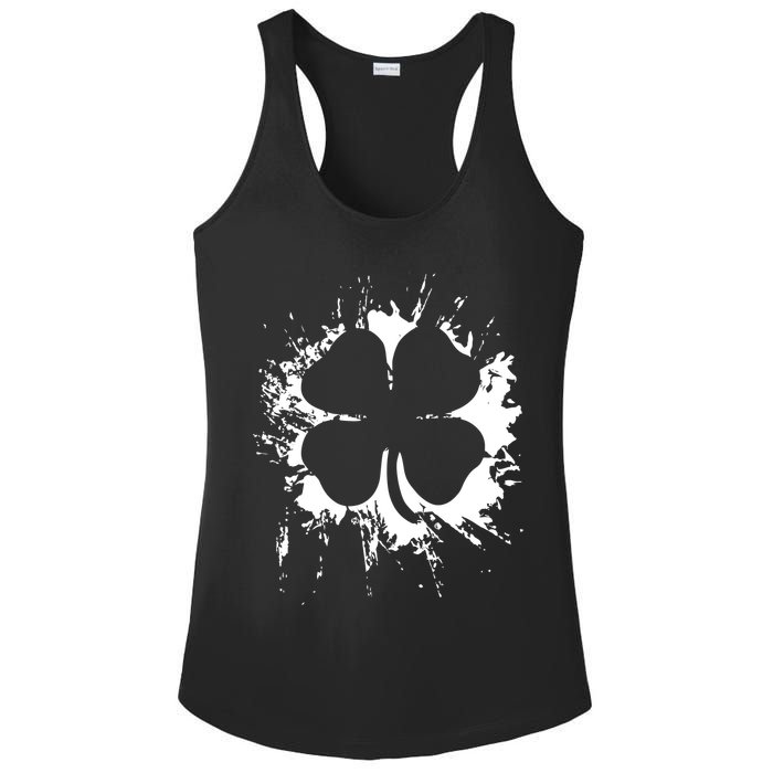 Cloverleaf Trace Splatter St. Patrick's Day Ladies PosiCharge Competitor Racerback Tank