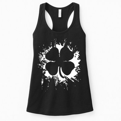 Cloverleaf Trace Splatter St. Patrick's Day Womens Tank Top