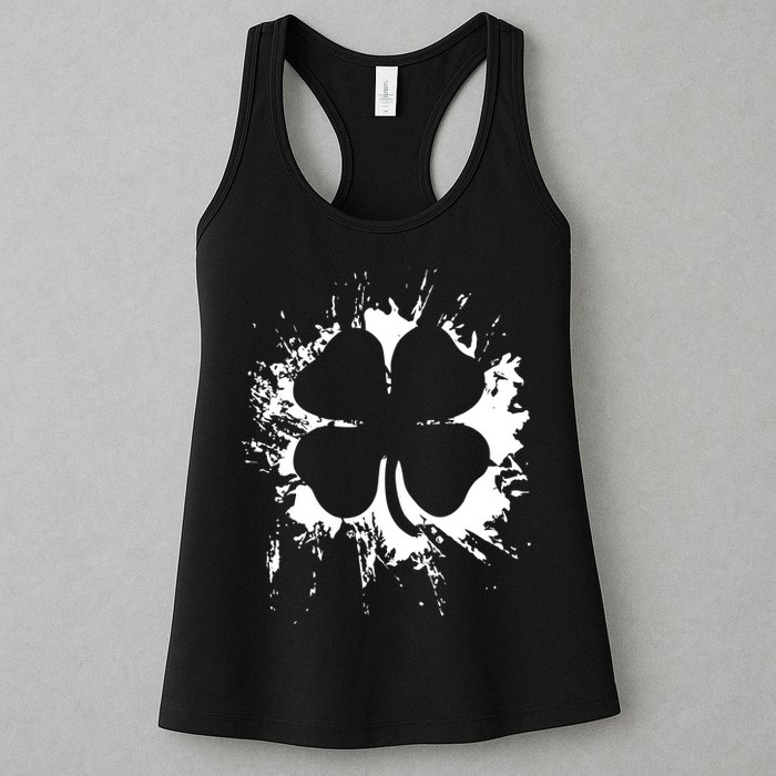 Cloverleaf Trace Splatter St. Patrick's Day Womens Tank Top