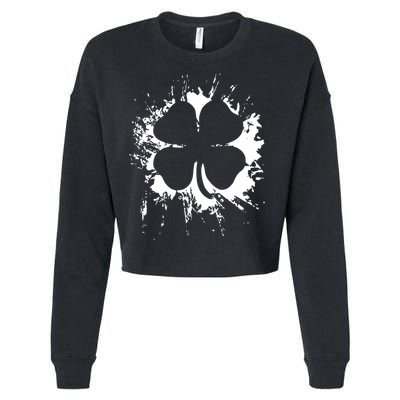 Cloverleaf Trace Splatter St. Patrick's Day Cropped Pullover Crew