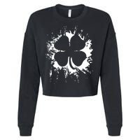 Cloverleaf Trace Splatter St. Patrick's Day Cropped Pullover Crew
