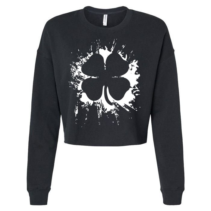 Cloverleaf Trace Splatter St. Patrick's Day Cropped Pullover Crew