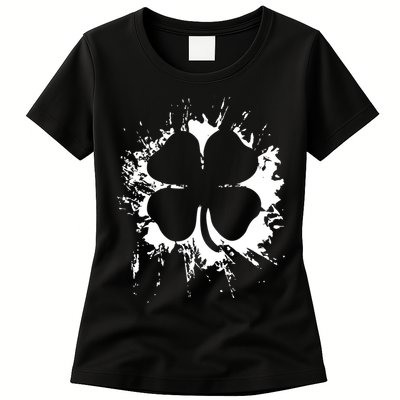 Cloverleaf Trace Splatter St. Patrick's Day Womens T-Shirt