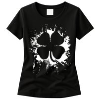 Cloverleaf Trace Splatter St. Patrick's Day Womens T-Shirt